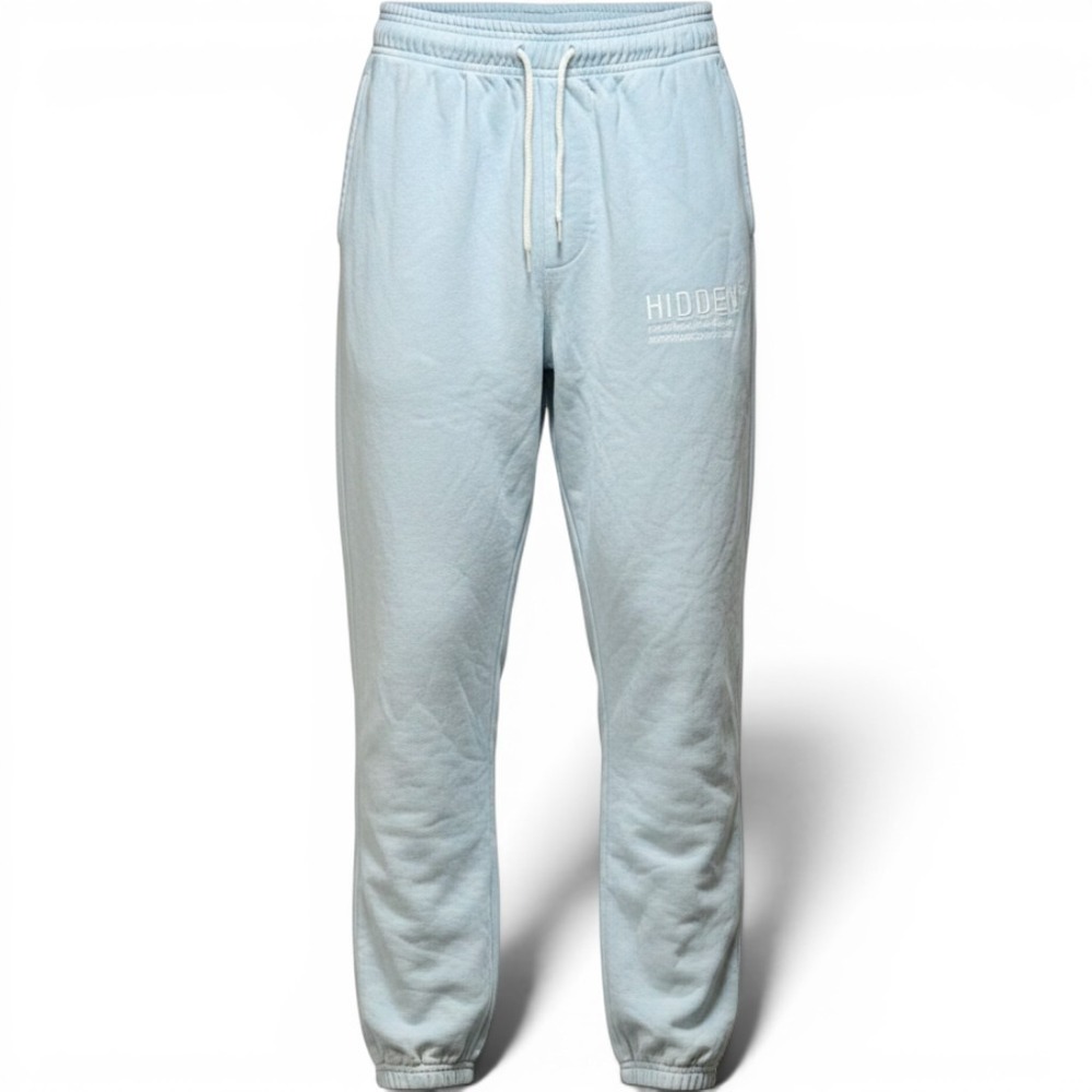 Hidden NY Jogger Sweatpants Light Blue Embroidered Logo Luxe Streetwear Small